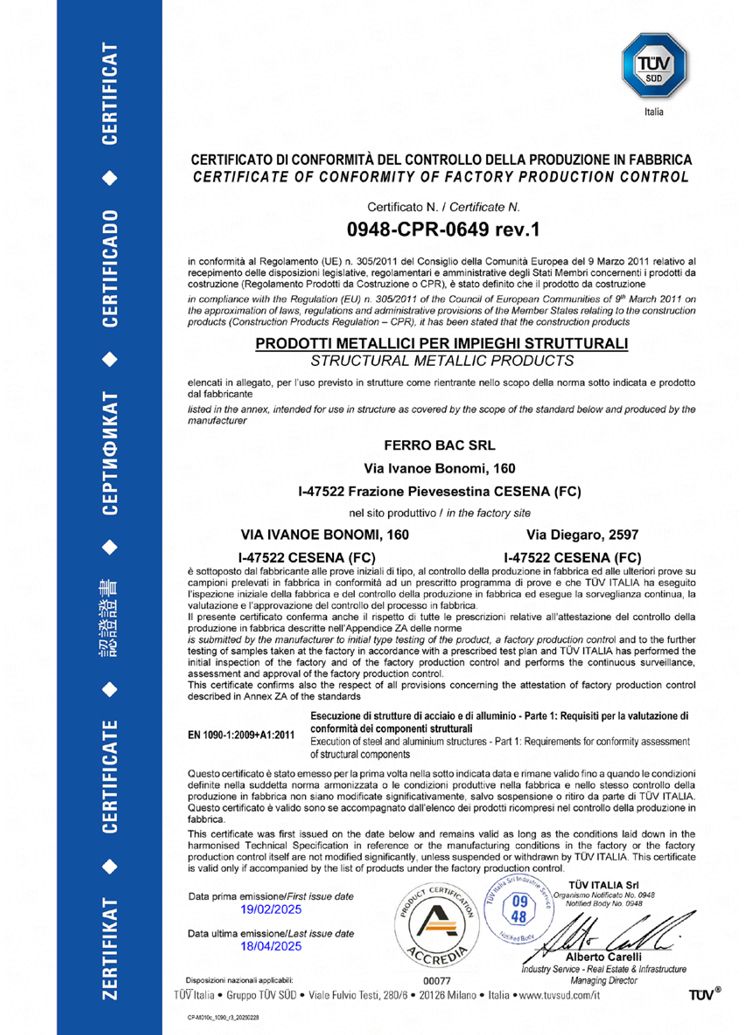 Certificate EN 1090-1-2-3:2021